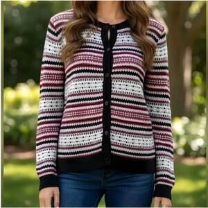 Talbots Womens Plus Size 1X Cardigan Sweater Fair Isle Lambswool Holiday Nordic